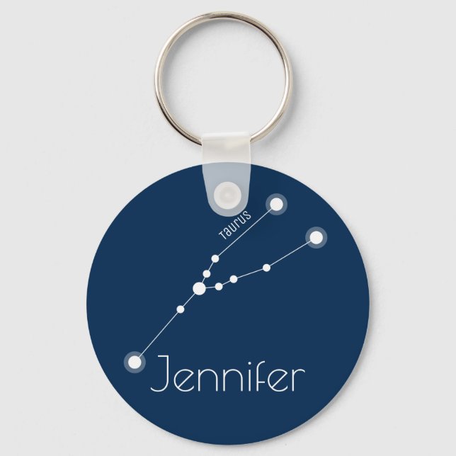 Personalized Taurus Zodiac Constellation Keychain (Front)