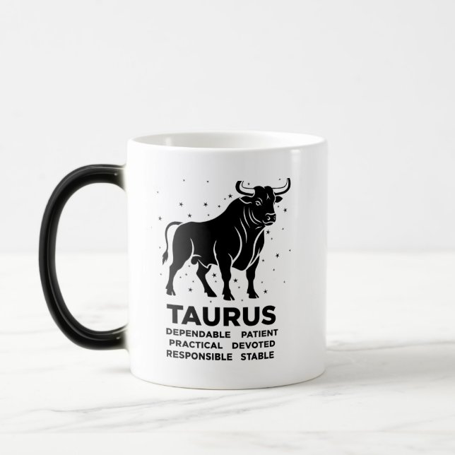 "Personalized Taurus Zodiac sign Name and traits" Magic Mug (Left)
