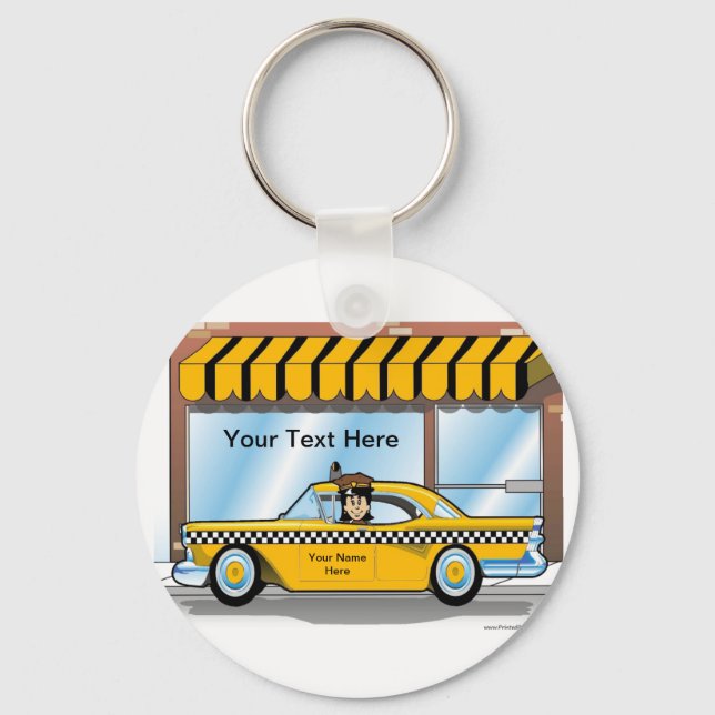 Personalized Taxi Cab Driver  Keychain (Front)