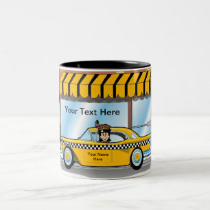 Personalized Taxi Cab Driver Two-Tone Coffee Mug