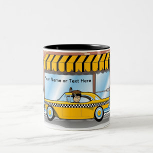 Personalized Taxi Driver - Male Cartoon Two-Tone Coffee Mug
