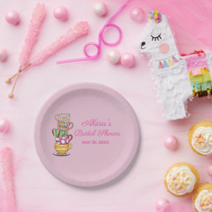 Personalized Tea Party Bridal Shower Paper Plates