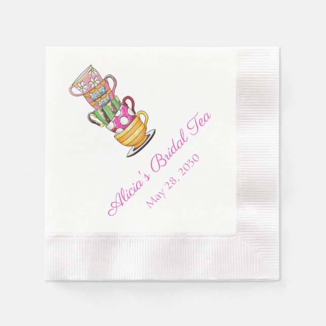 Personalized Tea Party Napkins Bridal  (Front)