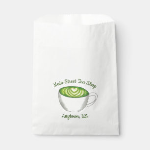 Personalized Tea Shop Japanese Green Matcha Latte Favour Bag