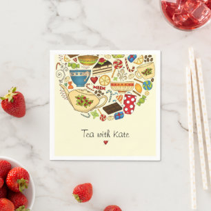Personalized Tea & Treats Yellow Paper Napkin