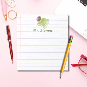Personalized teacher apple and book back to school notepad