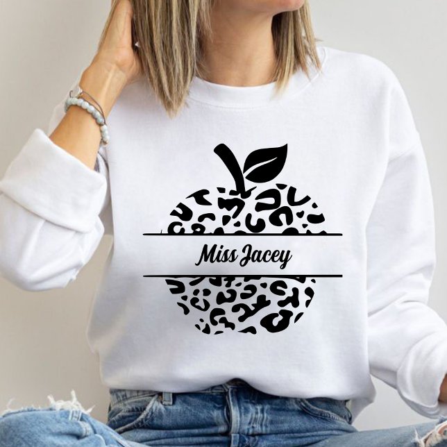 Personalized  Teacher Apple Name, Custom Teacher Sweatshirt (Custom Teacher, Gift For Teacher, Apple Teacher, Personalized Name Teacher sweatshirt)