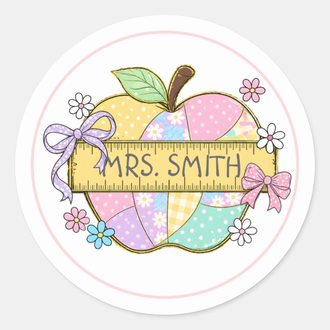 Personalized Teacher Apple Sticker (Front)
