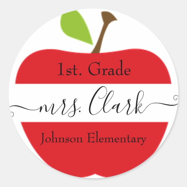 Personalized teacher apple Sticker (Front)