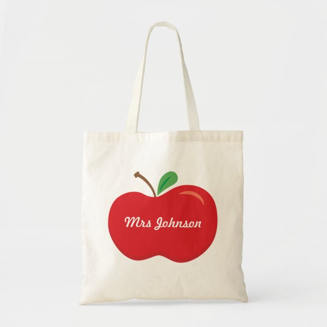 Personalized Teacher Apple Tote Bag (Front)