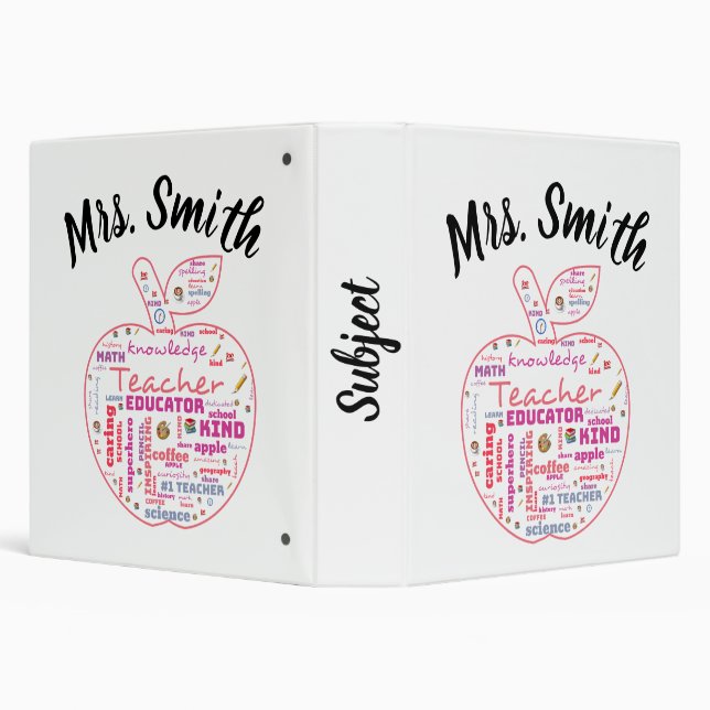 Personalized Teacher Apple Word Art   Binder (Background)