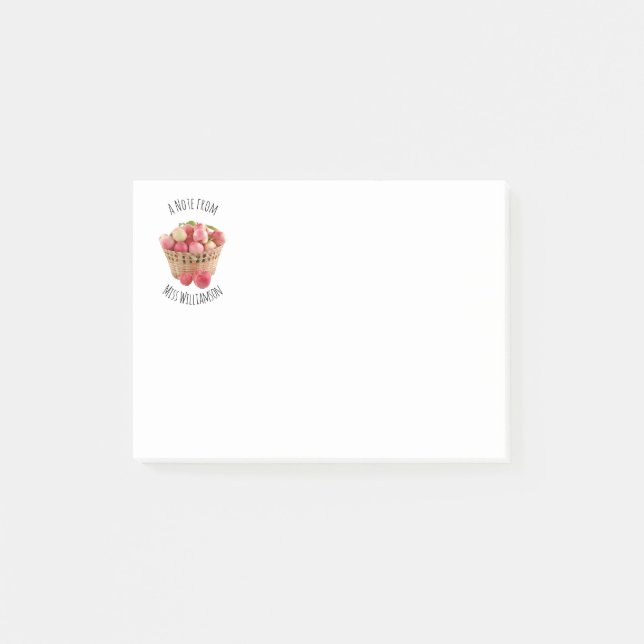 Personalized TEACHER APPRECIATION Apples 4x3 Post-it Notes (Front)