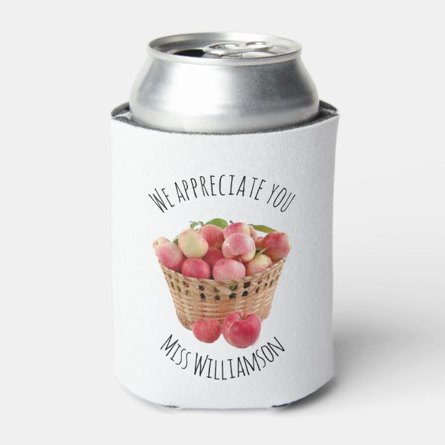 Personalized TEACHER APPRECIATION Apples Can Cooler (Can Front)