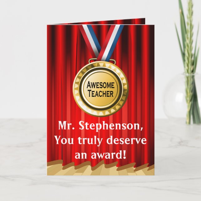 Personalized Teacher Appreciation Award Photo Thank You Card (Front)
