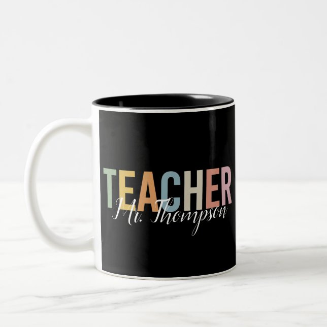 Personalized Teacher Appreciation Back to School  Two-Tone Coffee Mug (Left)