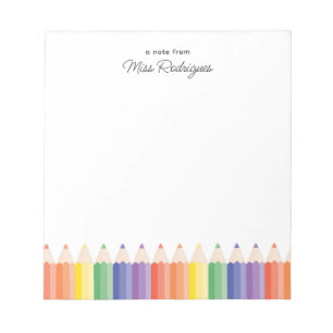 Personalized Teacher Appreciation Colourful Rainbo Notepad