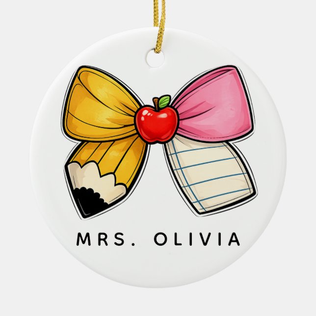 Personalized Teacher Appreciation | Custom Teacher Ceramic Ornament (Front)