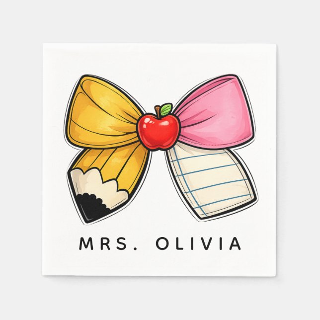 Personalized Teacher Appreciation | Custom Teacher Napkin (Front)