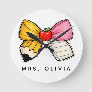 Personalized Teacher Appreciation   Custom Teacher Round Clock