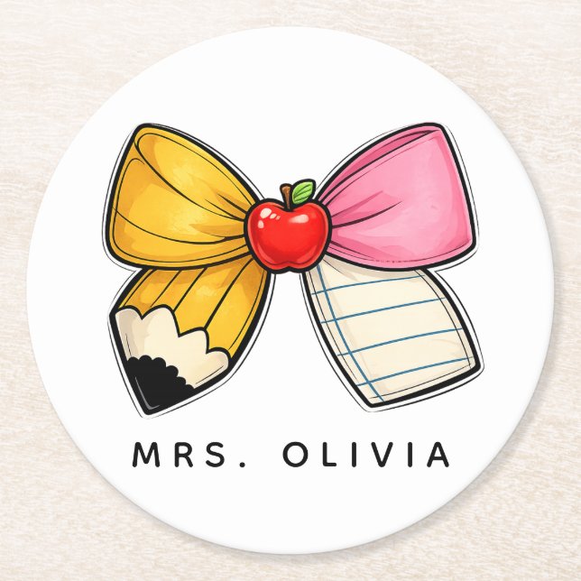 Personalized Teacher Appreciation | Custom Teacher Round Paper Coaster (Front)