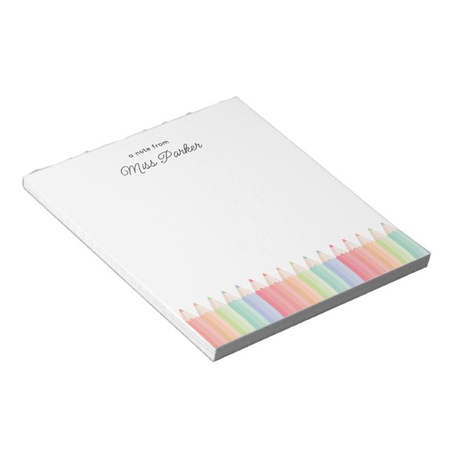 Personalized Teacher Appreciation Cute Rainbow Notepad (Angled)