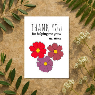 Personalized Teacher Appreciation Gift Custom Name Thank You Card