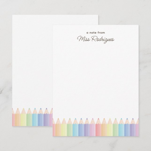 Personalized Teacher Appreciation Pastel Rainbow Card (Front/Back)