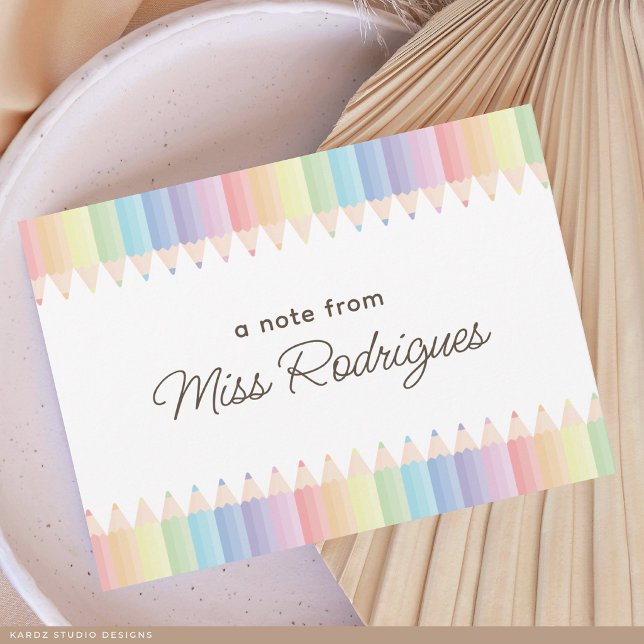 Personalized Teacher Appreciation Pastel Rainbow Card (Note card is shown in 4.5 x 6.25 inches. Add your name and choose the size, corner, and paper style.)
