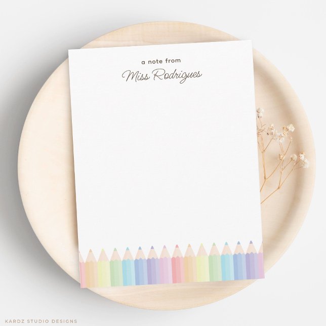 Personalized Teacher Appreciation Pastel Rainbow Card (Note card shown in 4.25 x 5.5 inches. Add name, choose a size, paper, and corner style.)