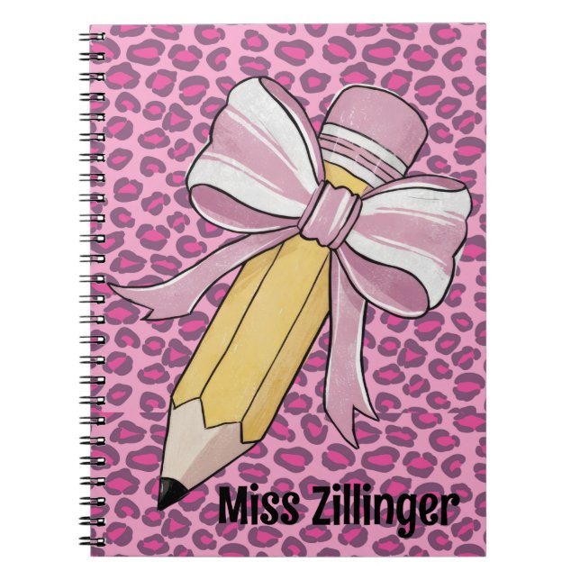 Personalized  teacher appreciation Pencil with bow Notebook (Front)