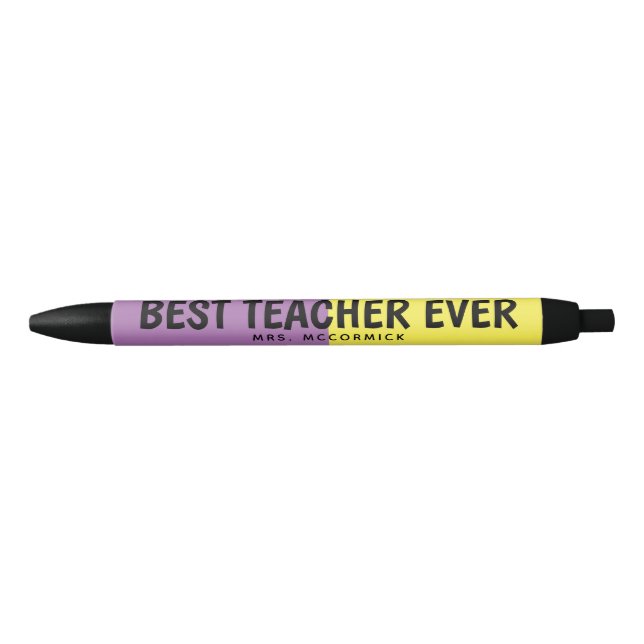 Personalized Teacher Appreciation Purple Yellow Black Ink Pen (Front)