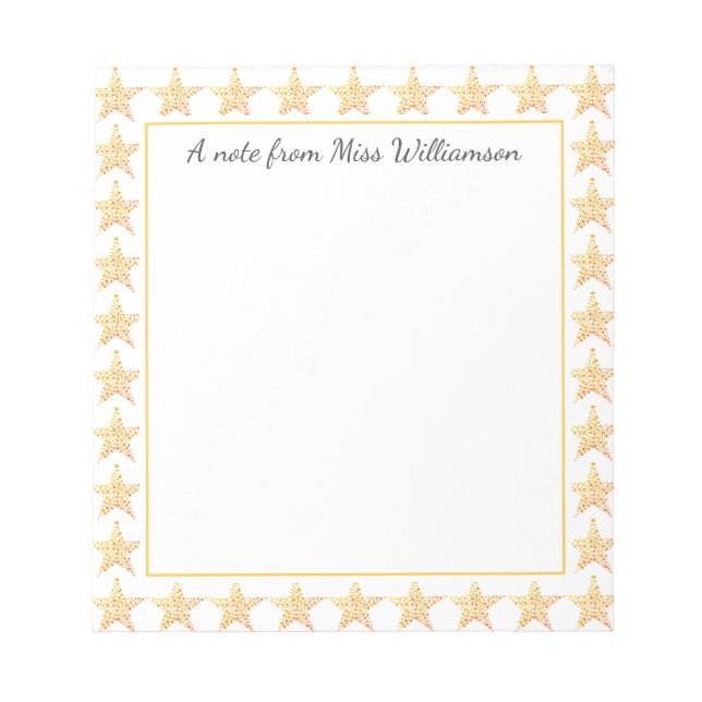 Personalized TEACHER APPRECIATION Stars Notepad (Front)