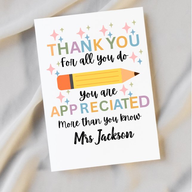 Personalized teacher appreciation thank you  card (Creator Uploaded)