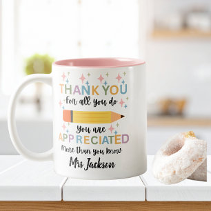 Personalized teacher appreciation thank you Two-Tone coffee mug