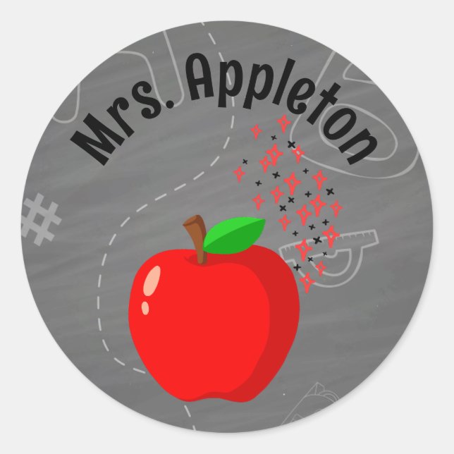 Personalized Teacher Back to school Apple  Classic Round Sticker (Front)