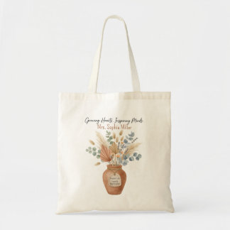 Personalized Teacher Boho Floral Tote Bag