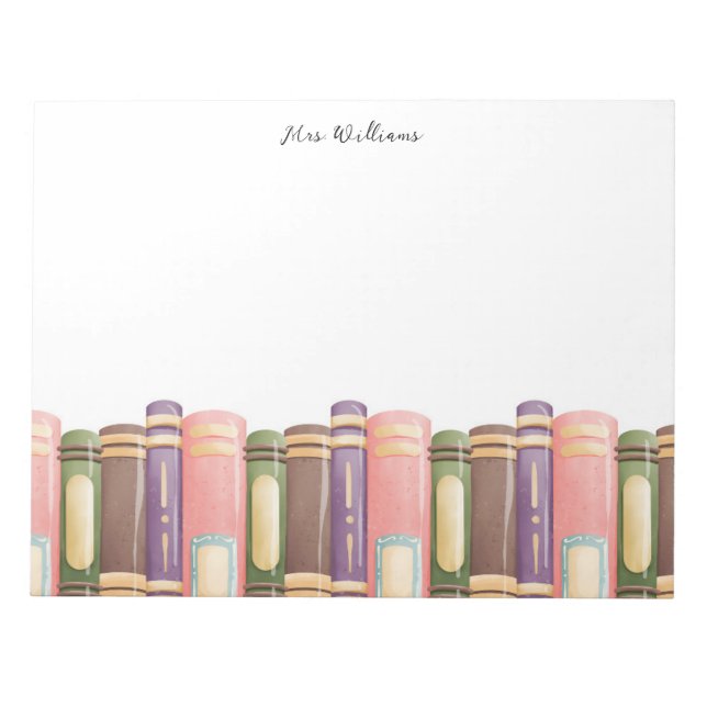 Personalized Teacher Book Lover Notepad (Front)
