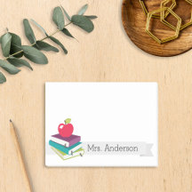 Personalized Teacher Books Apple Post-It Notes
