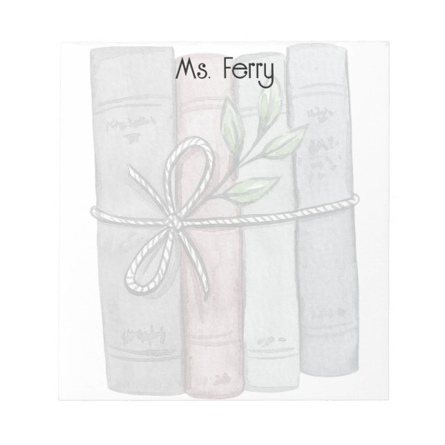 Personalized teacher books bound with twine notepad (Front)