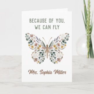 Personalized Teacher Butterfly Greeting Card