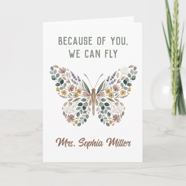 Personalized Teacher Butterfly Greeting Card  (Front)