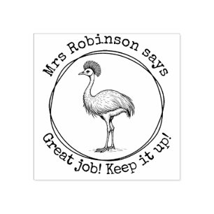 Personalized Teacher Cassowary Great Work Class Rubber Stamp