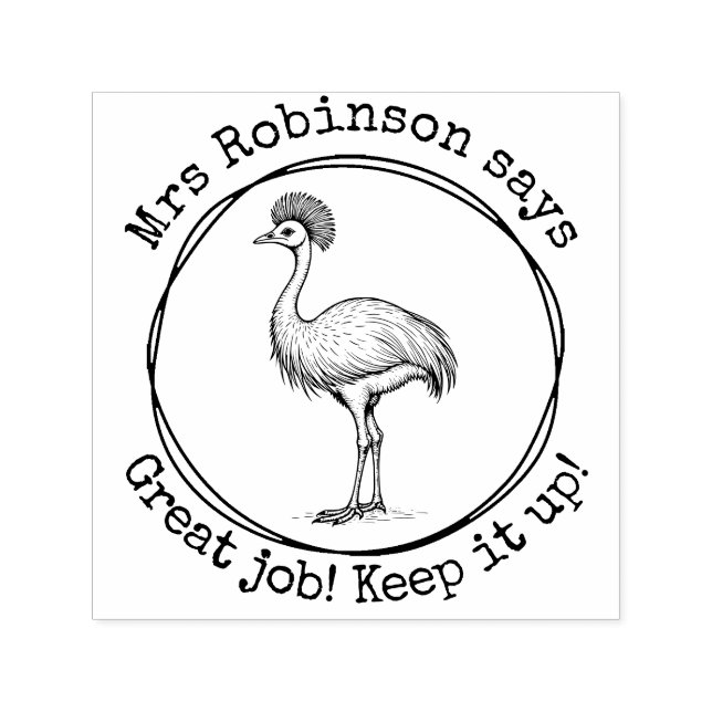 Personalized Teacher Cassowary Great Work Class Self-inking Stamp (Design)