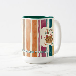 Personalized Teacher Cat Mug Custom Name & Grade