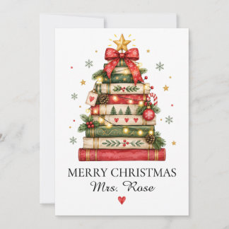 Personalized Teacher Christmas | Book Lover Card