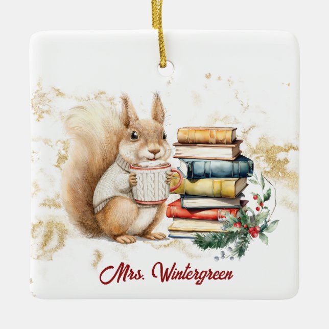 Personalized Teacher Christmas Ceramic Ornament (Front)