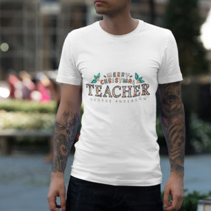 Personalized Teacher Christmas Gift Custom Name T-Shirt
