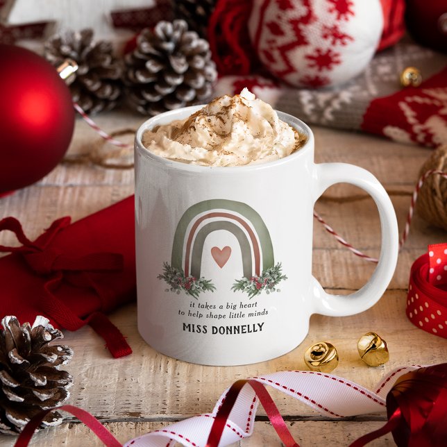 Personalized Teacher Christmas Rainbow Coffee Mug (Creator Uploaded)