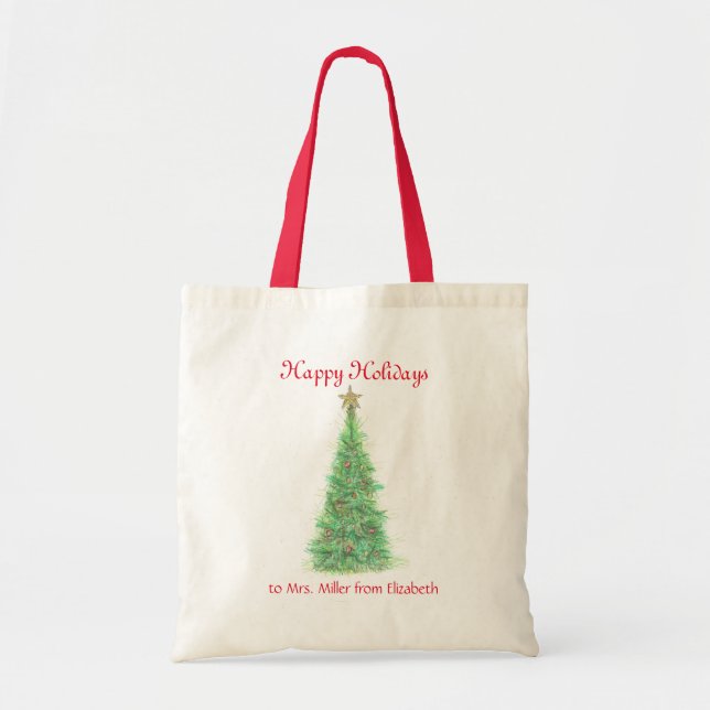 Personalized teacher Christmas Tote Bag (Front)