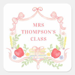 Personalized Teacher Classroom Crest Square Sticker